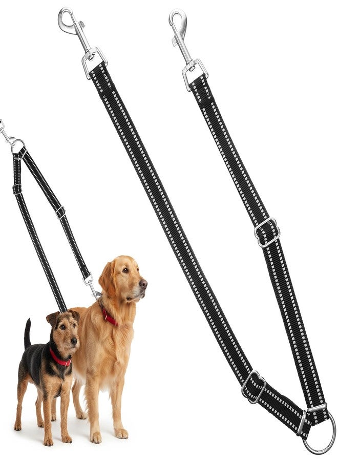 Yuanchu Double Dog Leash for 2 Dogs, No Pull Dog Leash Anti-Entanglement 360° Swivel, Adjustable Length Reflective Cord for Small Dogs Walking and Training, Black - Image 1
